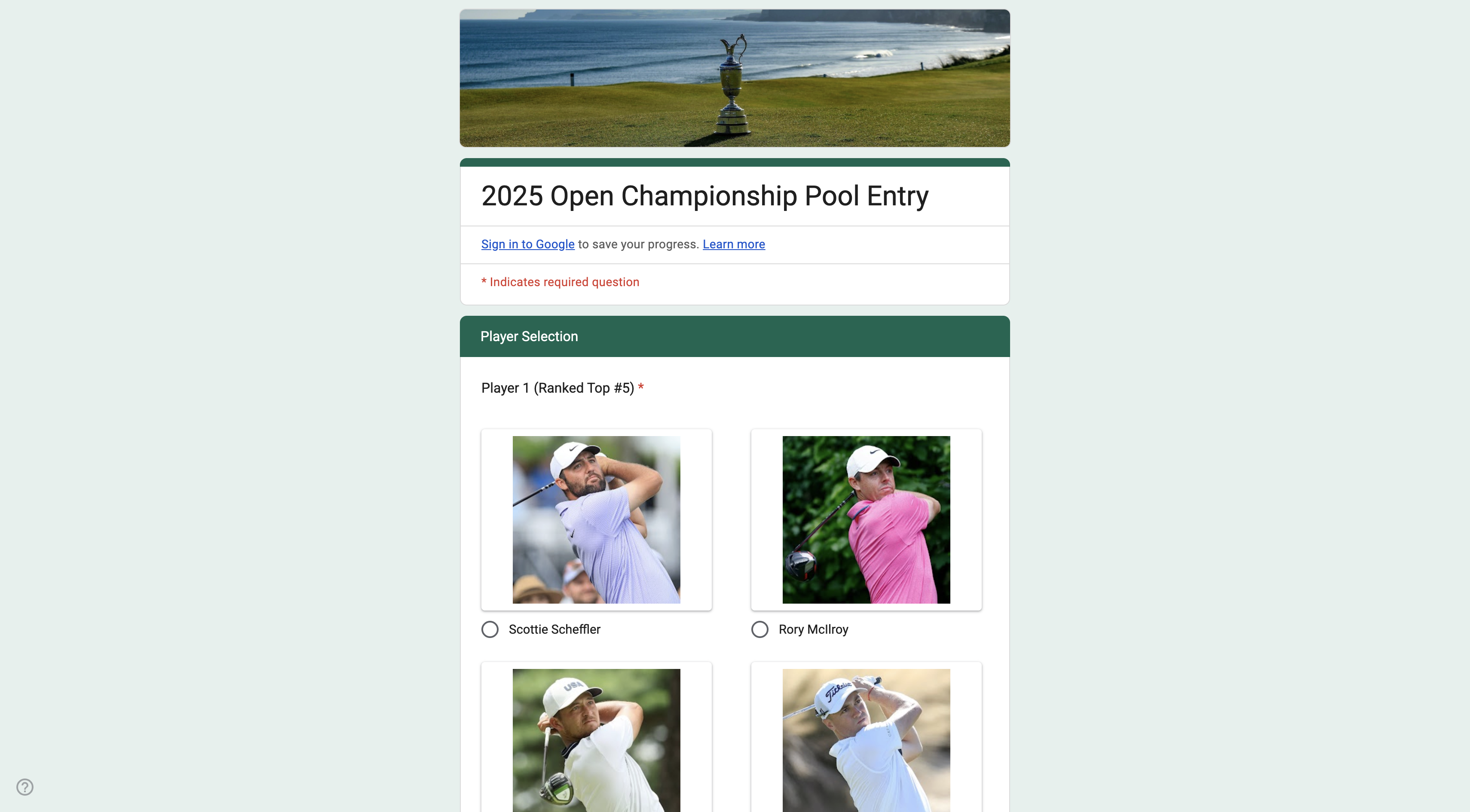 Google Form entry